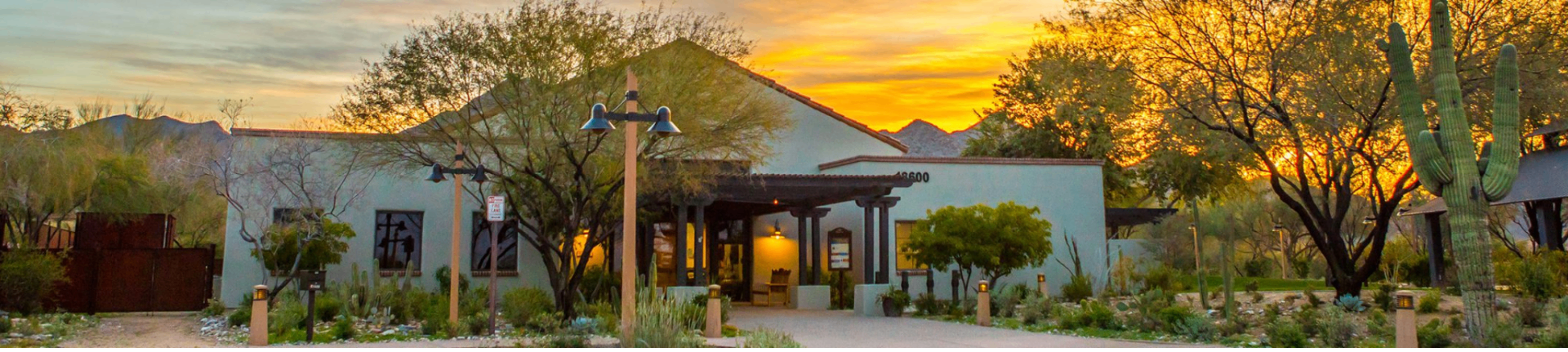 The Homestead Community Center at DC Ranch, Scottsdale — arrival elevation at sunset